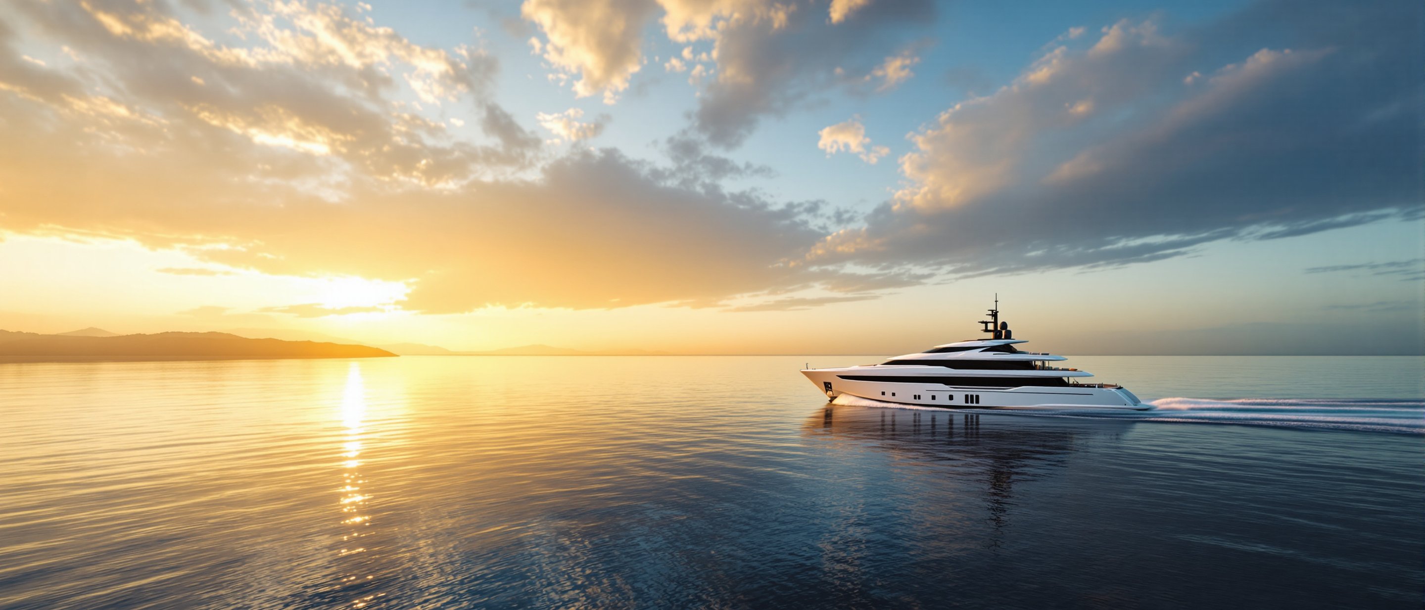 Luxury yacht at sunset